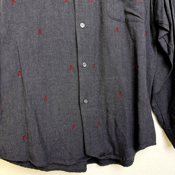 Basco All American Dress Shirt Mens Small Gray Wool Long Sleeve Button Up Xmas - Picture 4 of 9